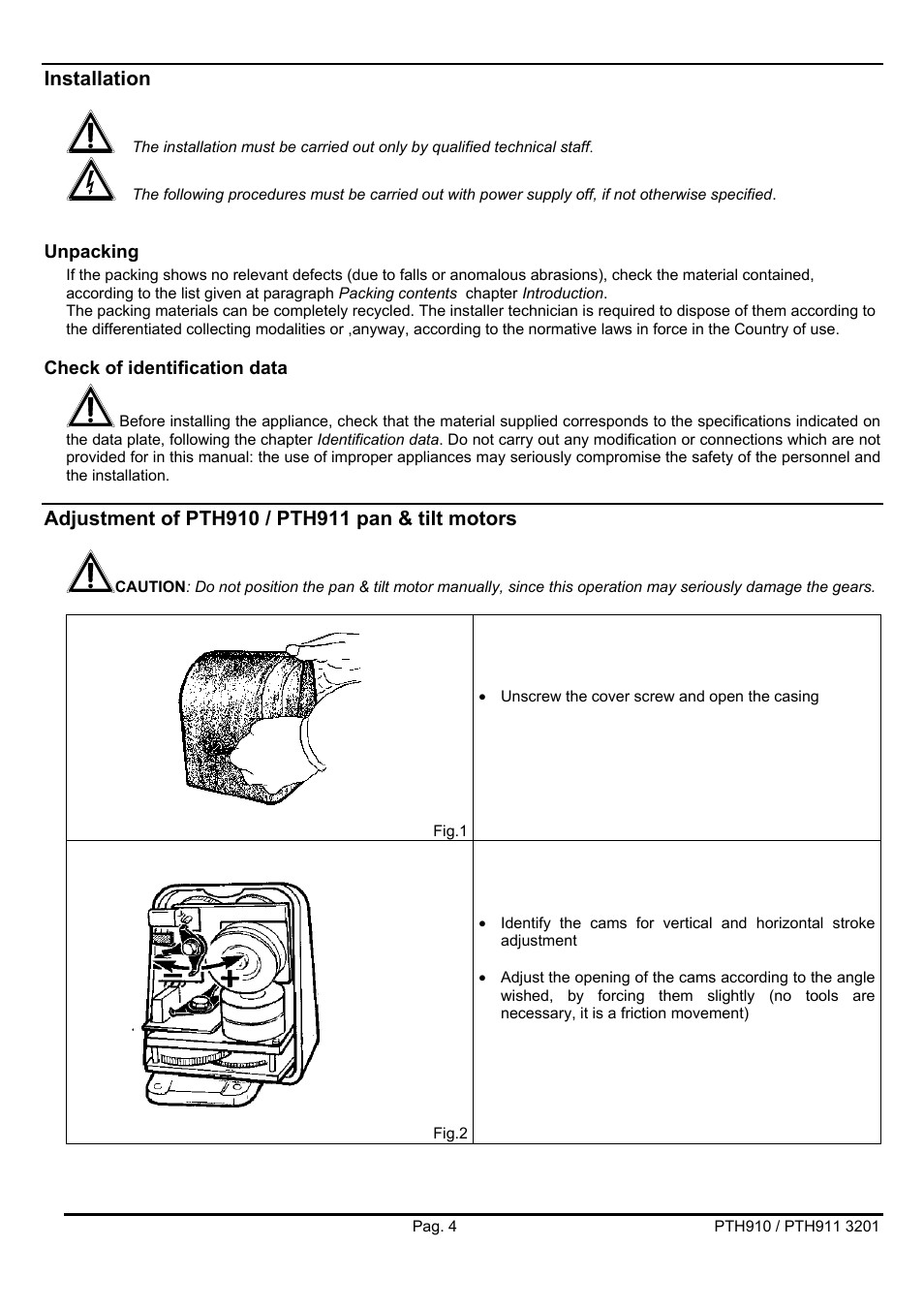 Videotec PTH900 User Manual | Page 22 / 60