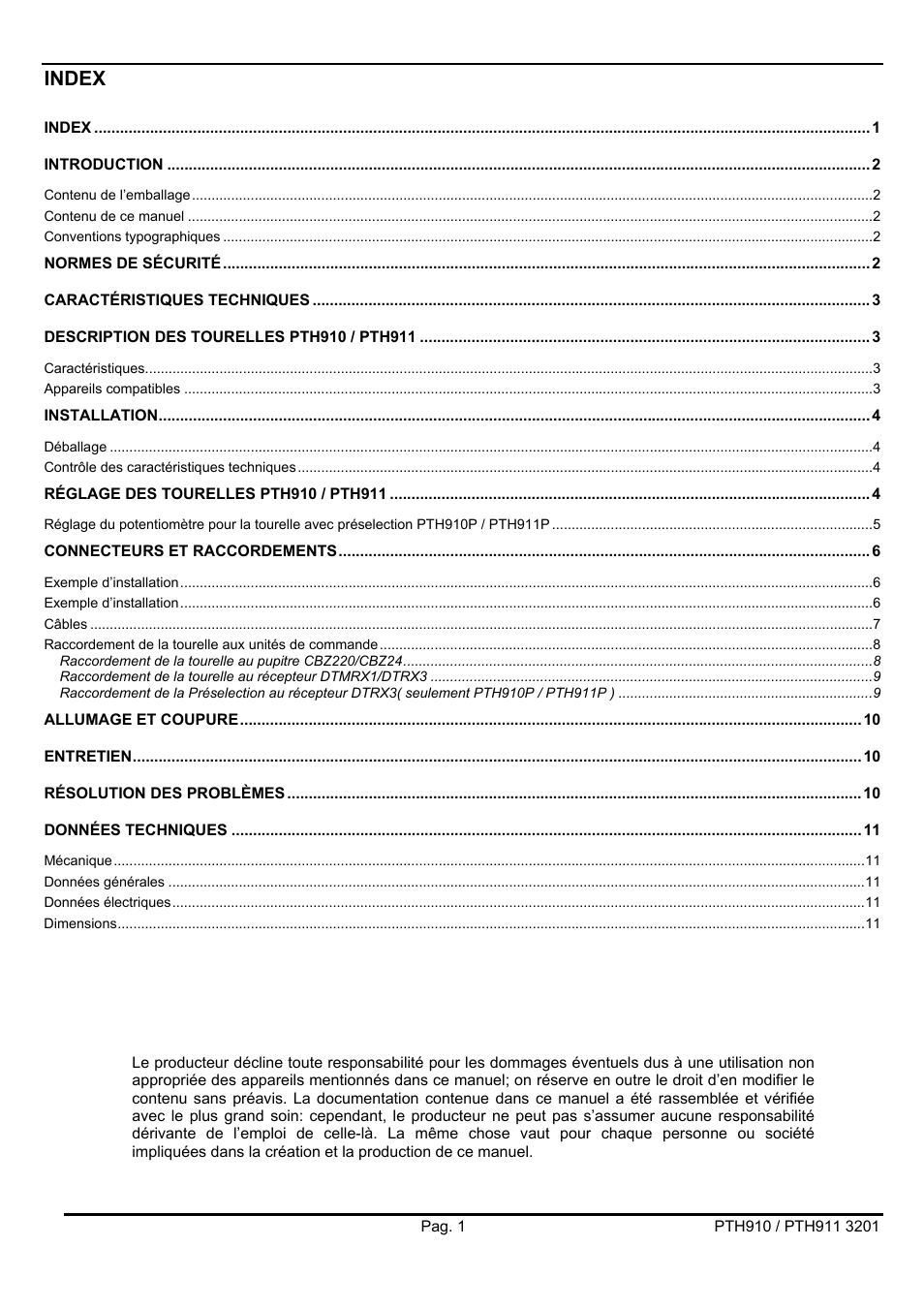 Index | Videotec PTH900 User Manual | Page 33 / 60