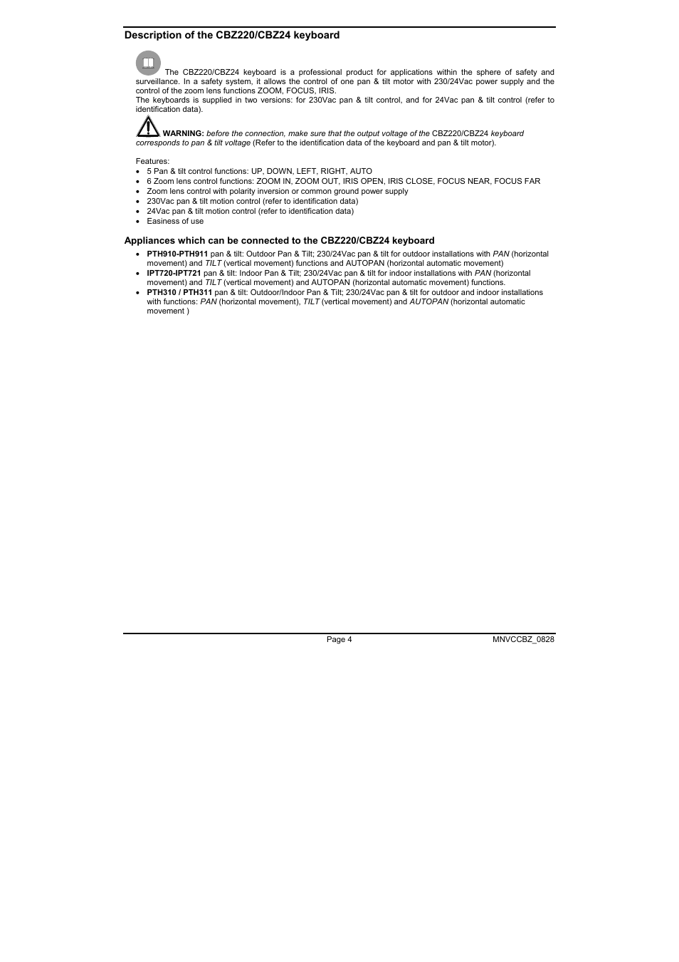 Videotec CBZ User Manual | Page 20 / 52