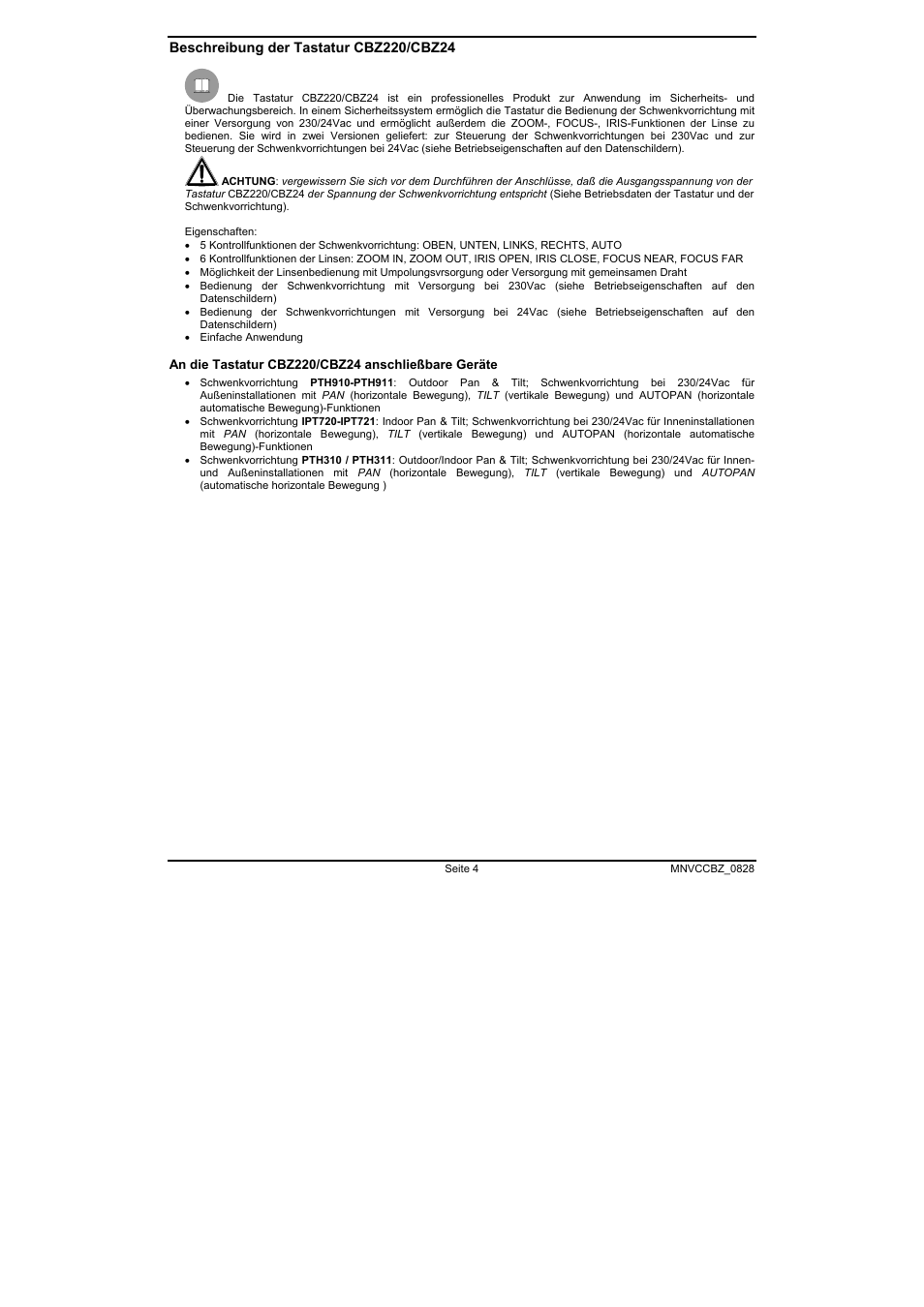 Videotec CBZ User Manual | Page 44 / 52