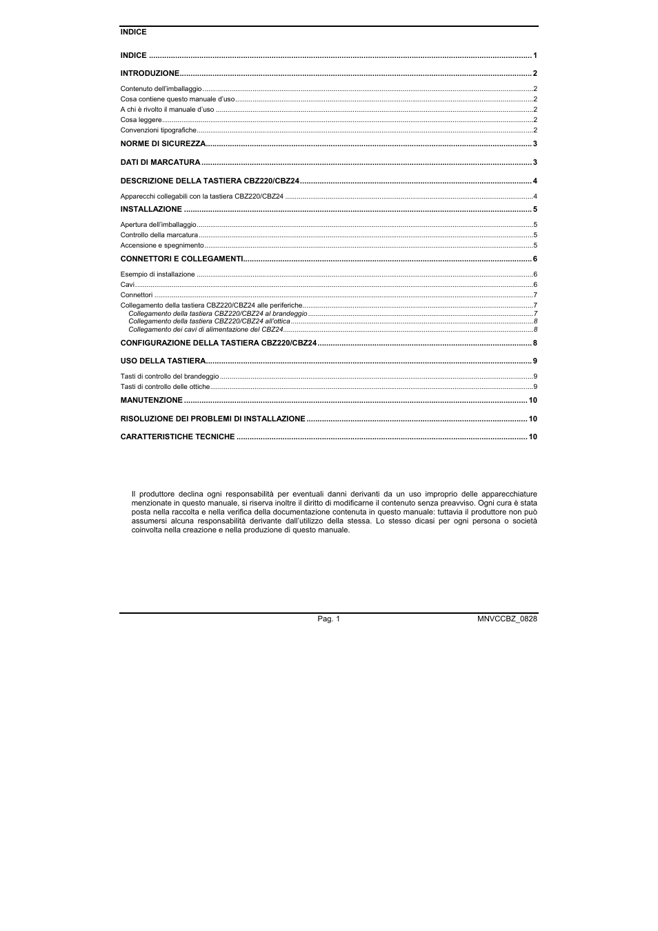Videotec CBZ User Manual | Page 5 / 52