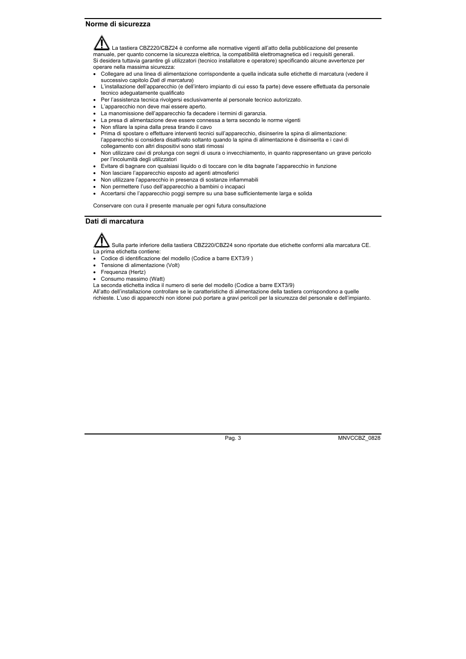 Videotec CBZ User Manual | Page 7 / 52