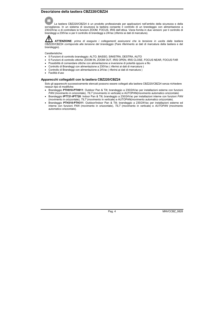 Videotec CBZ User Manual | Page 8 / 52