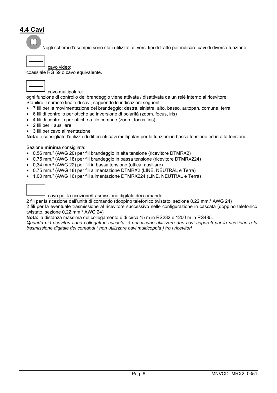 4 cavi | Videotec DTMRX2 User Manual | Page 10 / 96