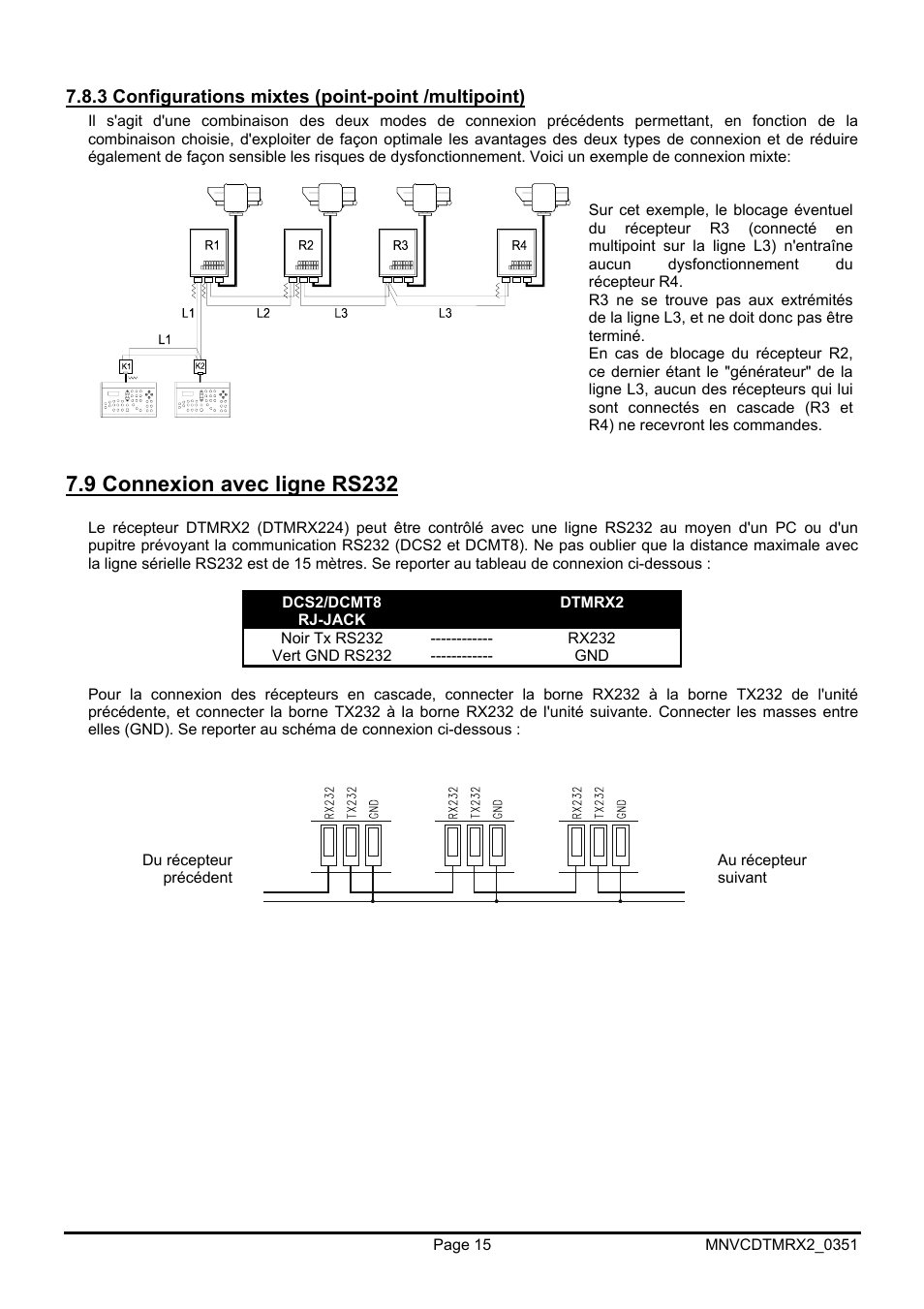 9 connexion avec ligne rs232 | Videotec DTMRX2 User Manual | Page 63 / 96