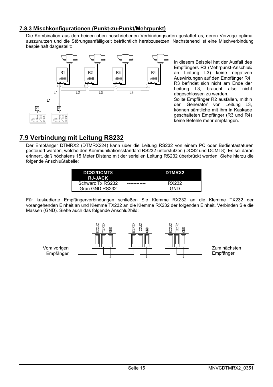 9 verbindung mit leitung rs232 | Videotec DTMRX2 User Manual | Page 85 / 96