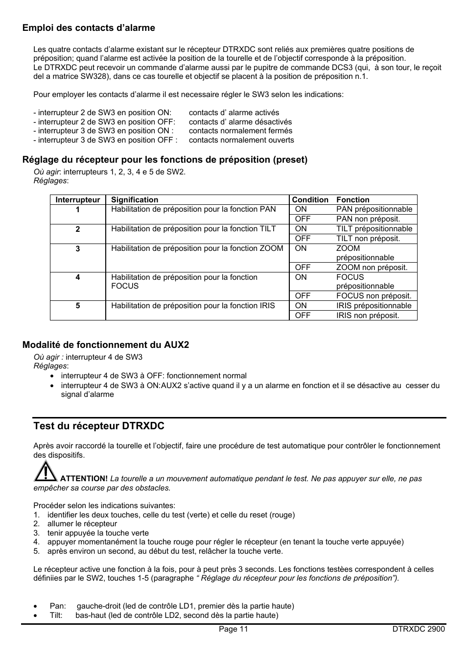Test du récepteur dtrxdc | Videotec DTRXDC User Manual | Page 47 / 68