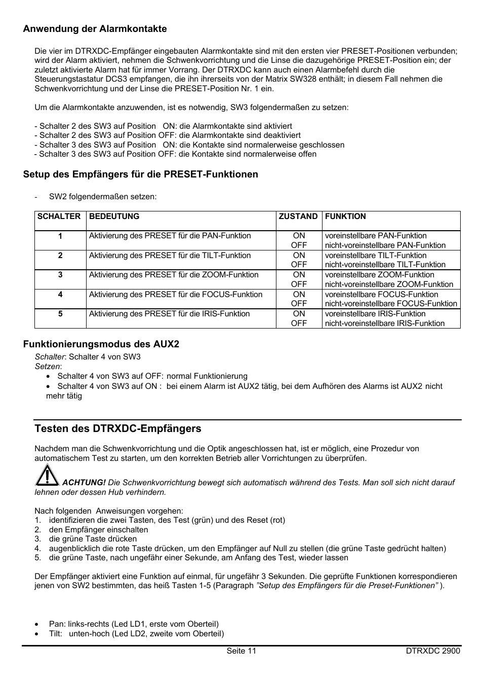 Testen des dtrxdc-empfängers | Videotec DTRXDC User Manual | Page 63 / 68