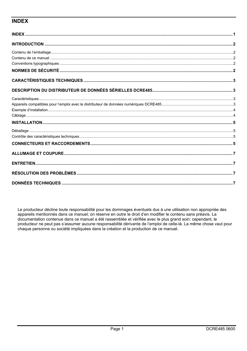 Index | Videotec DCRE485 User Manual | Page 25 / 44