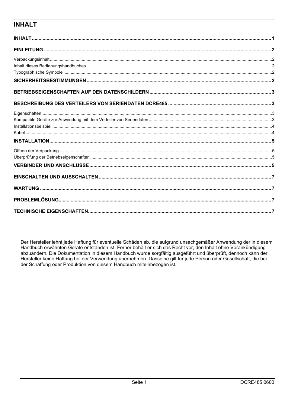 Inhalt | Videotec DCRE485 User Manual | Page 35 / 44