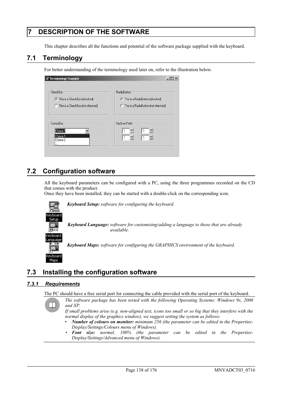 7 description of the software, 1 terminology, 2 configuration software | 3 installing the configuration software | Videotec DCT User Manual | Page 140 / 182