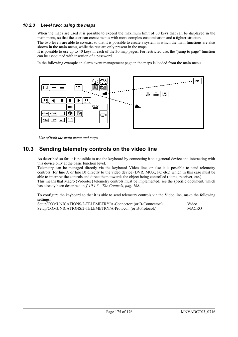 3 sending telemetry controls on the video line | Videotec DCT User Manual | Page 177 / 182