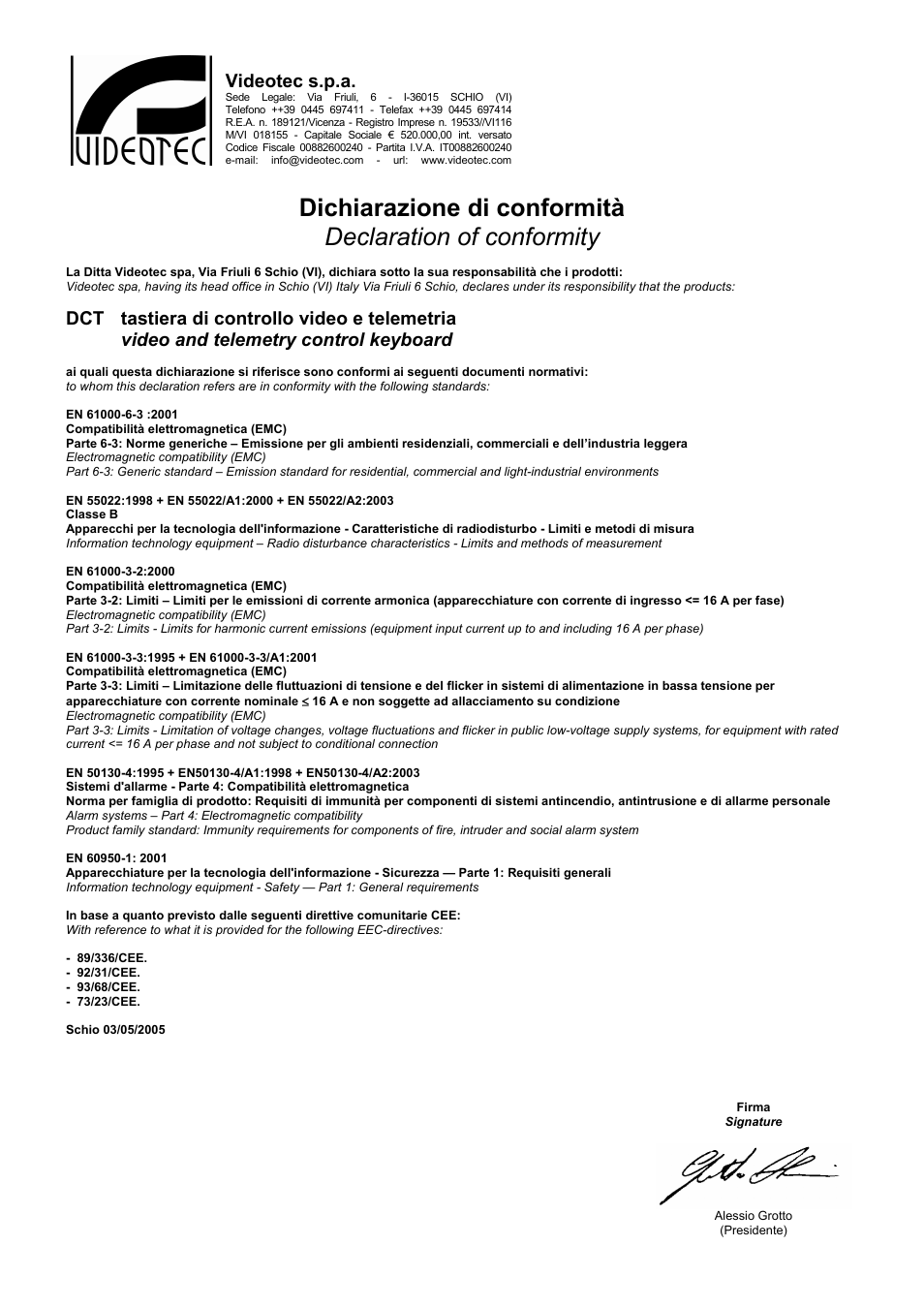 Videotec s.p.a | Videotec DCT User Manual | Page 179 / 182