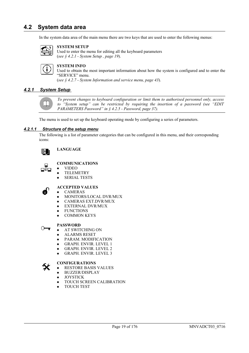 2 system data area | Videotec DCT User Manual | Page 21 / 182