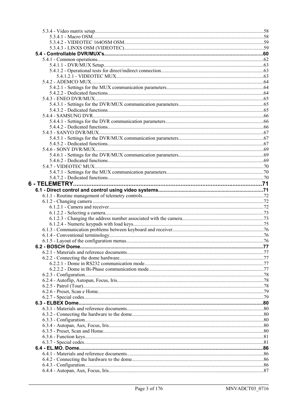 Videotec DCT User Manual | Page 5 / 182