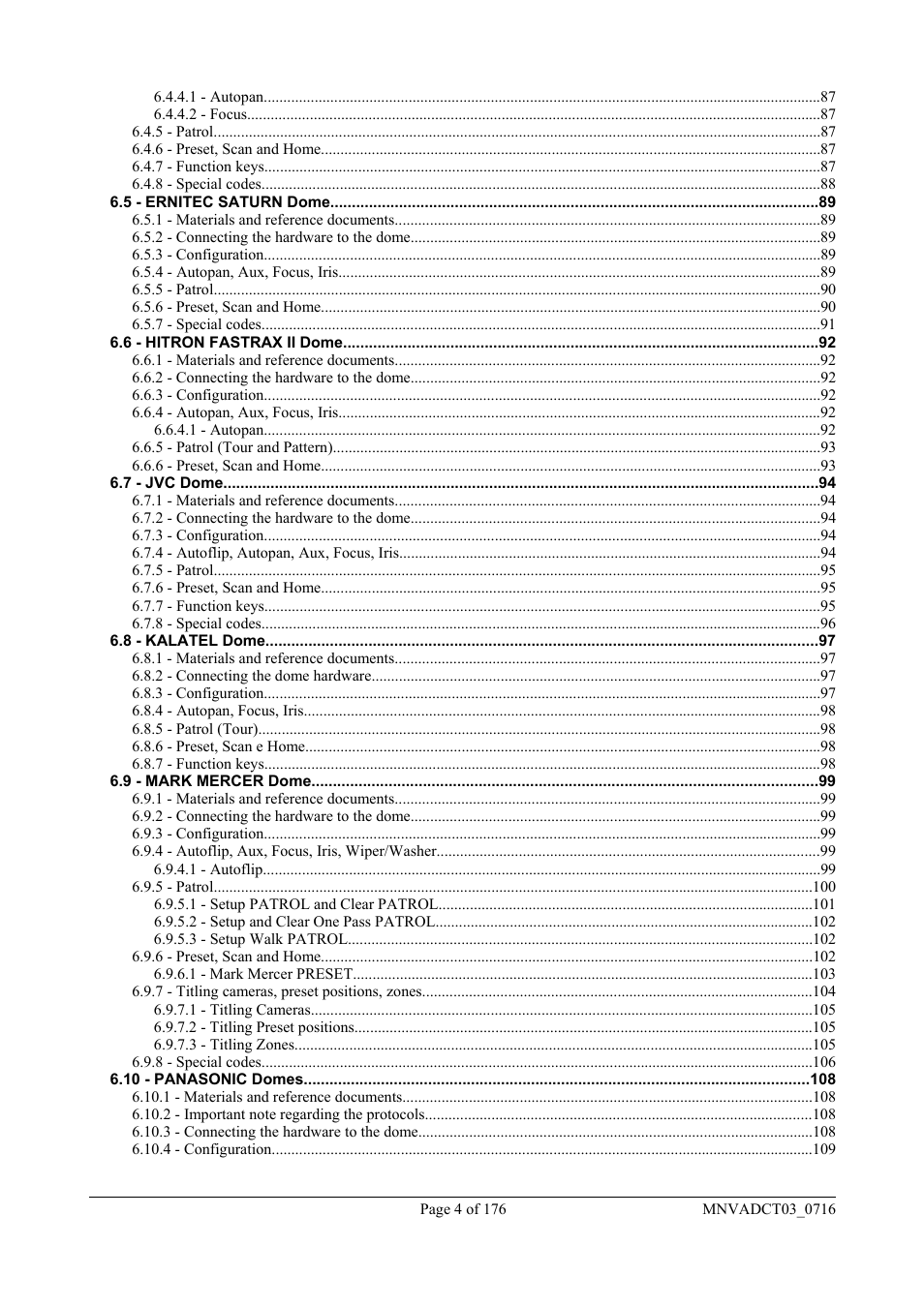 Videotec DCT User Manual | Page 6 / 182