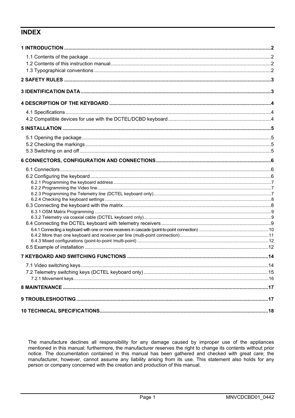 Index | Videotec DCTEL User Manual | Page 25 / 86