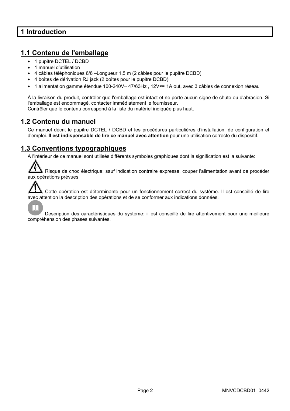 1 introduction 1.1 contenu de l'emballage, 2 contenu du manuel, 3 conventions typographiques | Videotec DCTEL User Manual | Page 46 / 86