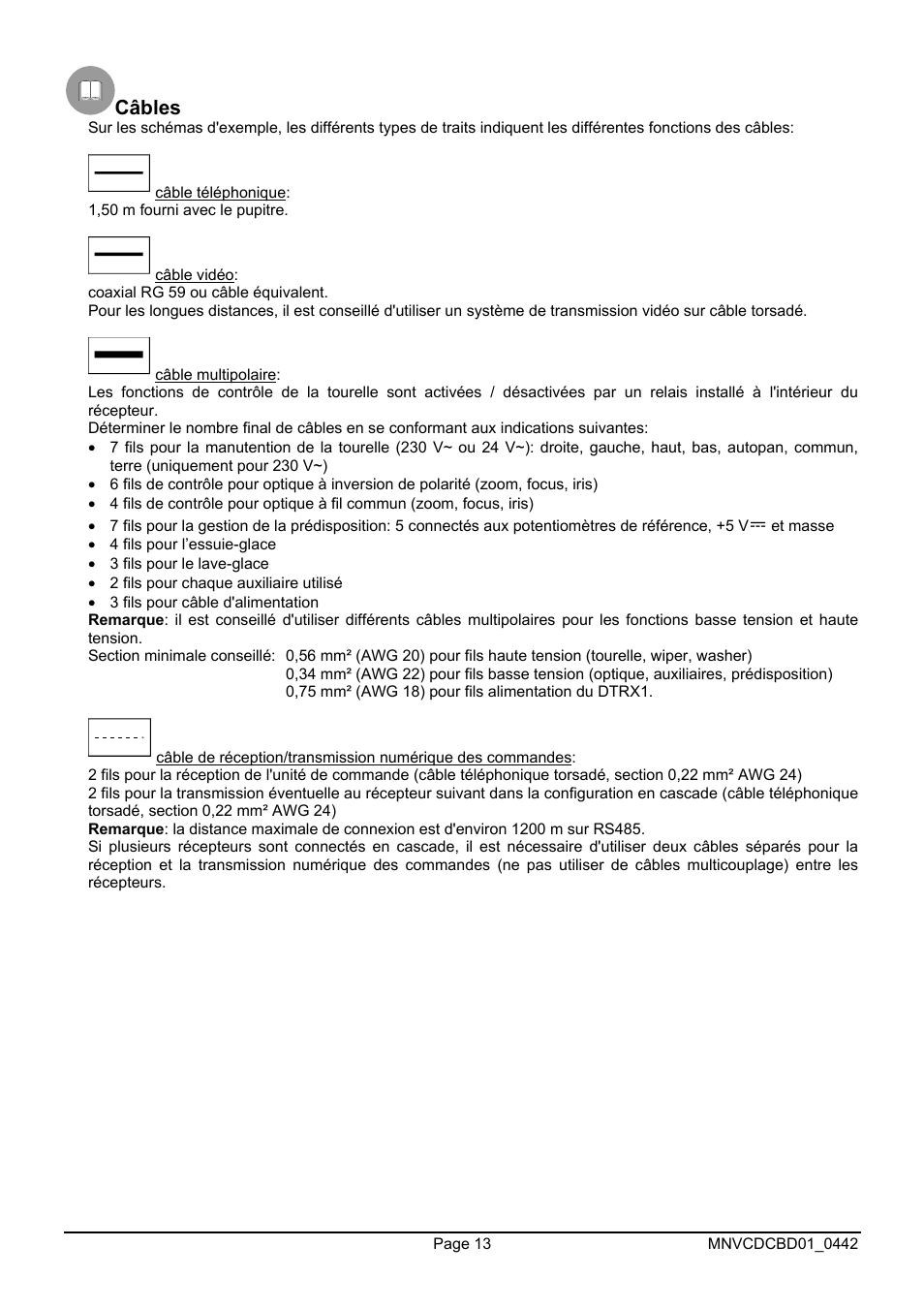 Câbles | Videotec DCTEL User Manual | Page 57 / 86