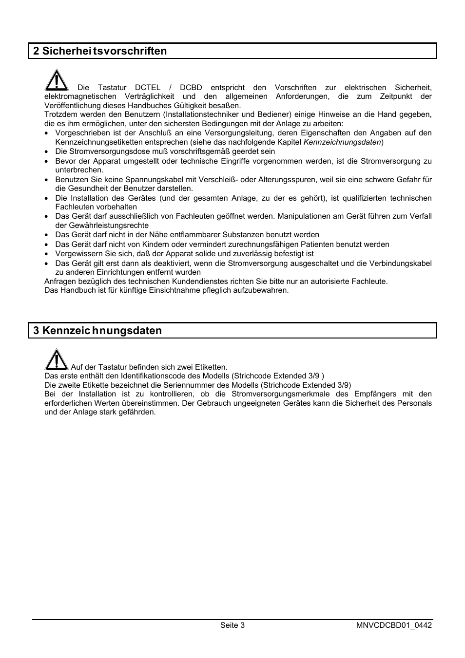 2 sicherhei tsvorschriften, 3 kennzeic hnungsdaten | Videotec DCTEL User Manual | Page 67 / 86