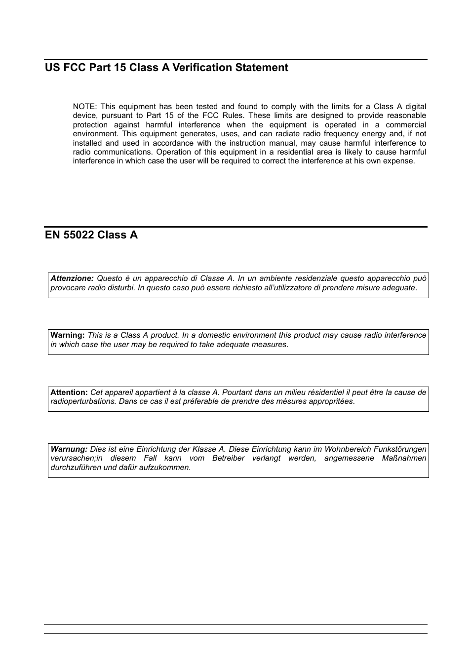Us fcc part 15 class a verification statement | Videotec SM328B User Manual | Page 2 / 72
