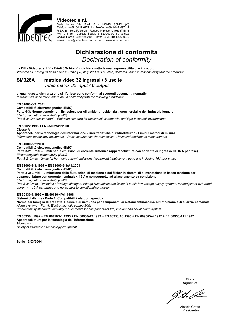 Videotec s.r.l | Videotec SM328B User Manual | Page 69 / 72
