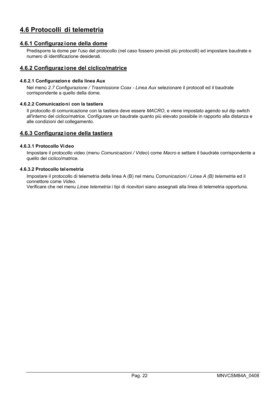 6 protocolli di telemetria | Videotec SM164B User Manual | Page 26 / 150
