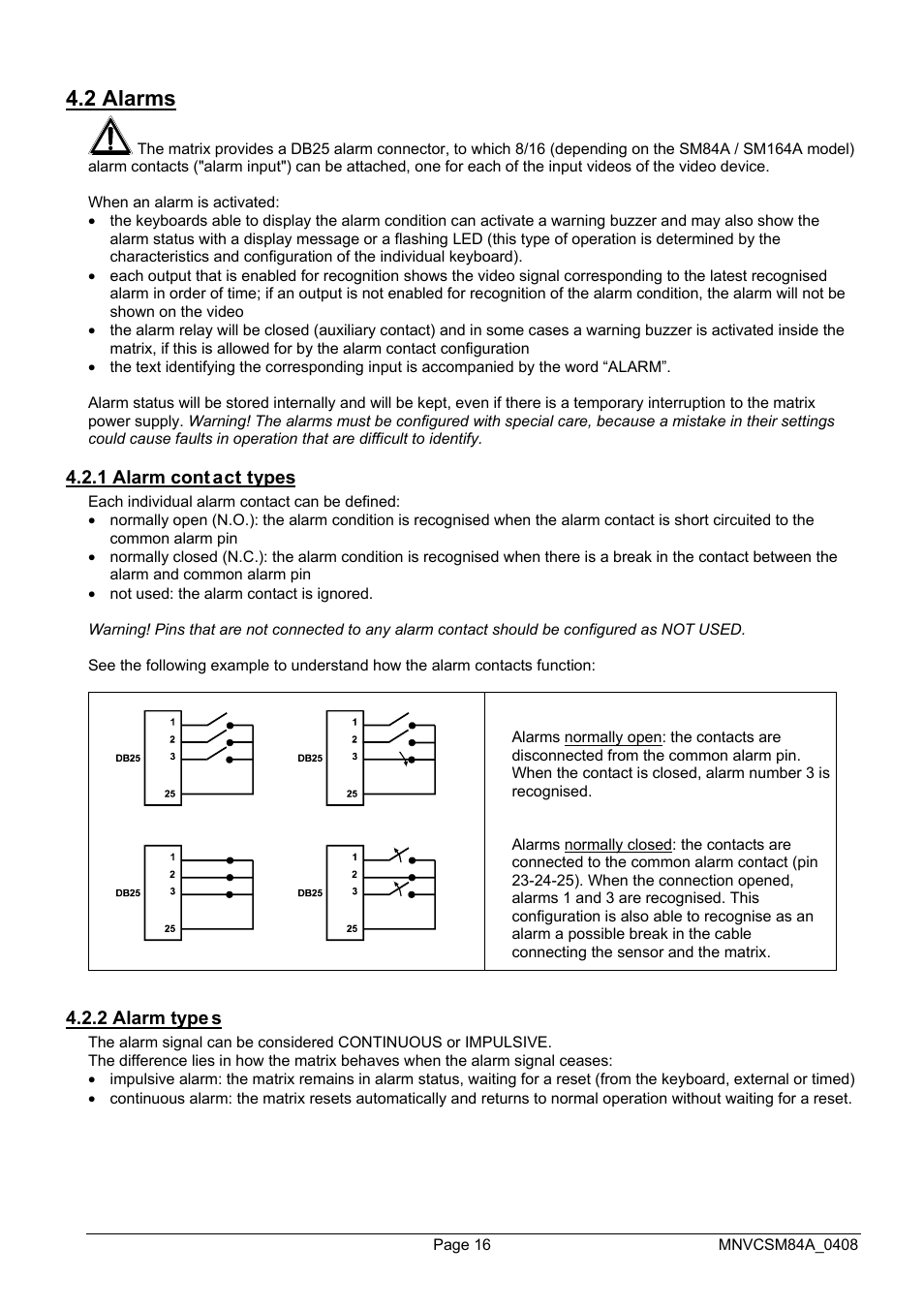 2 alarms | Videotec SM164B User Manual | Page 56 / 150