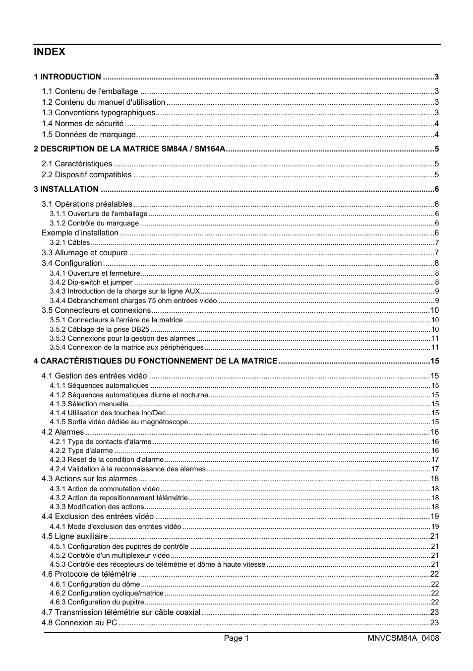 Index | Videotec SM164B User Manual | Page 77 / 150