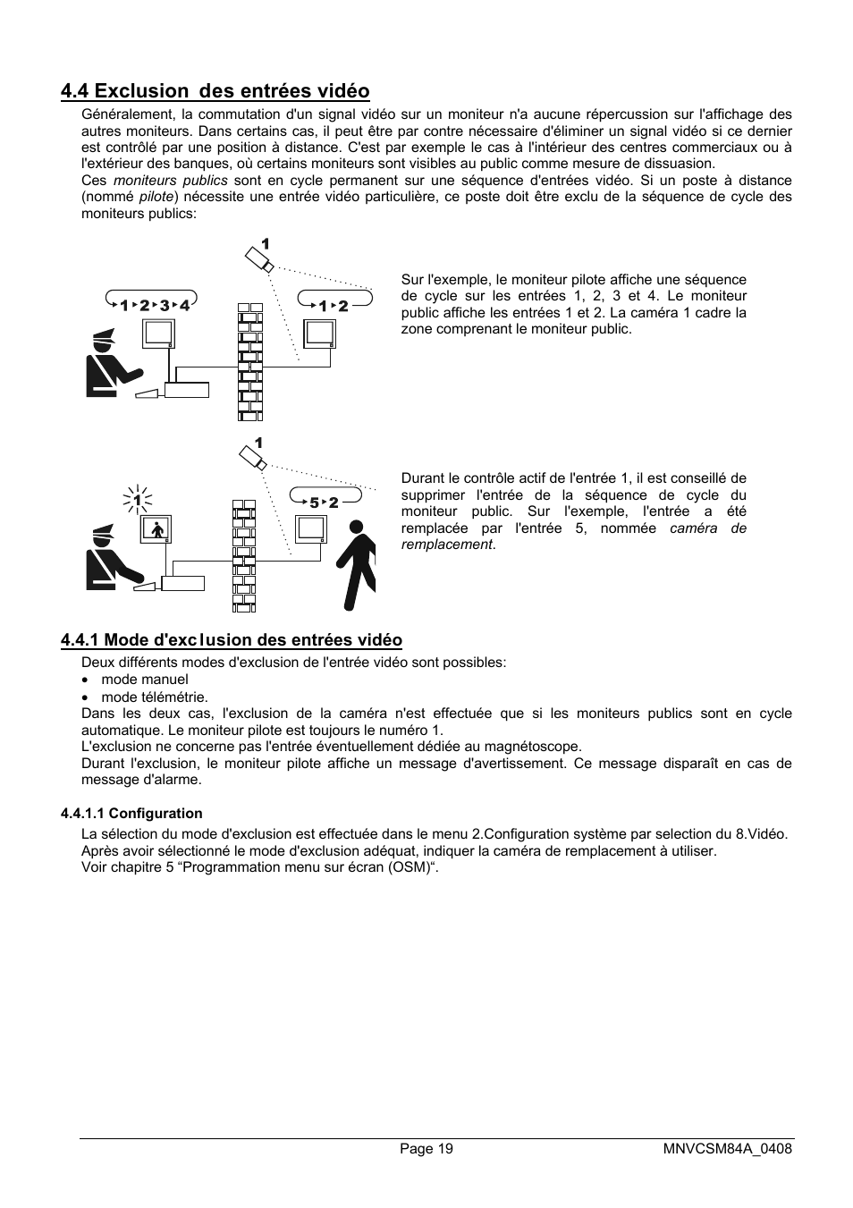 4 exclusion des entrées vidéo | Videotec SM164B User Manual | Page 95 / 150