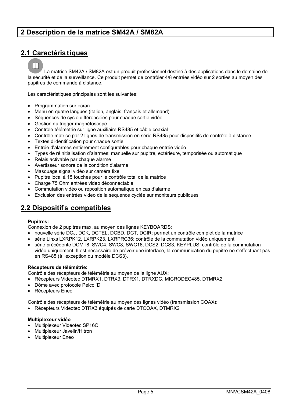 2 dispositif s compatibles | Videotec SM82A User Manual | Page 77 / 142