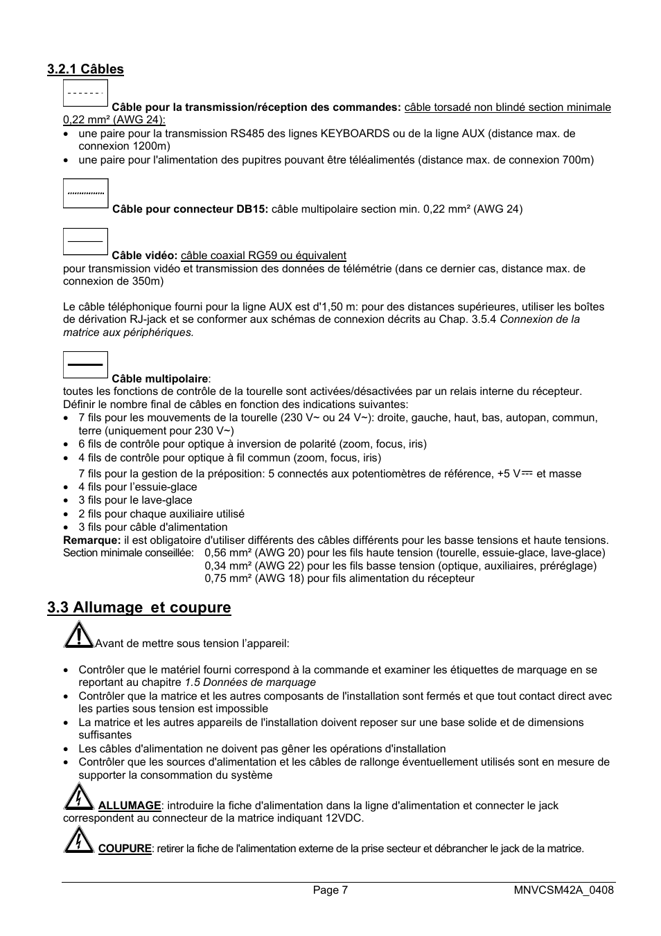 3 allumage et coupure | Videotec SM82A User Manual | Page 79 / 142