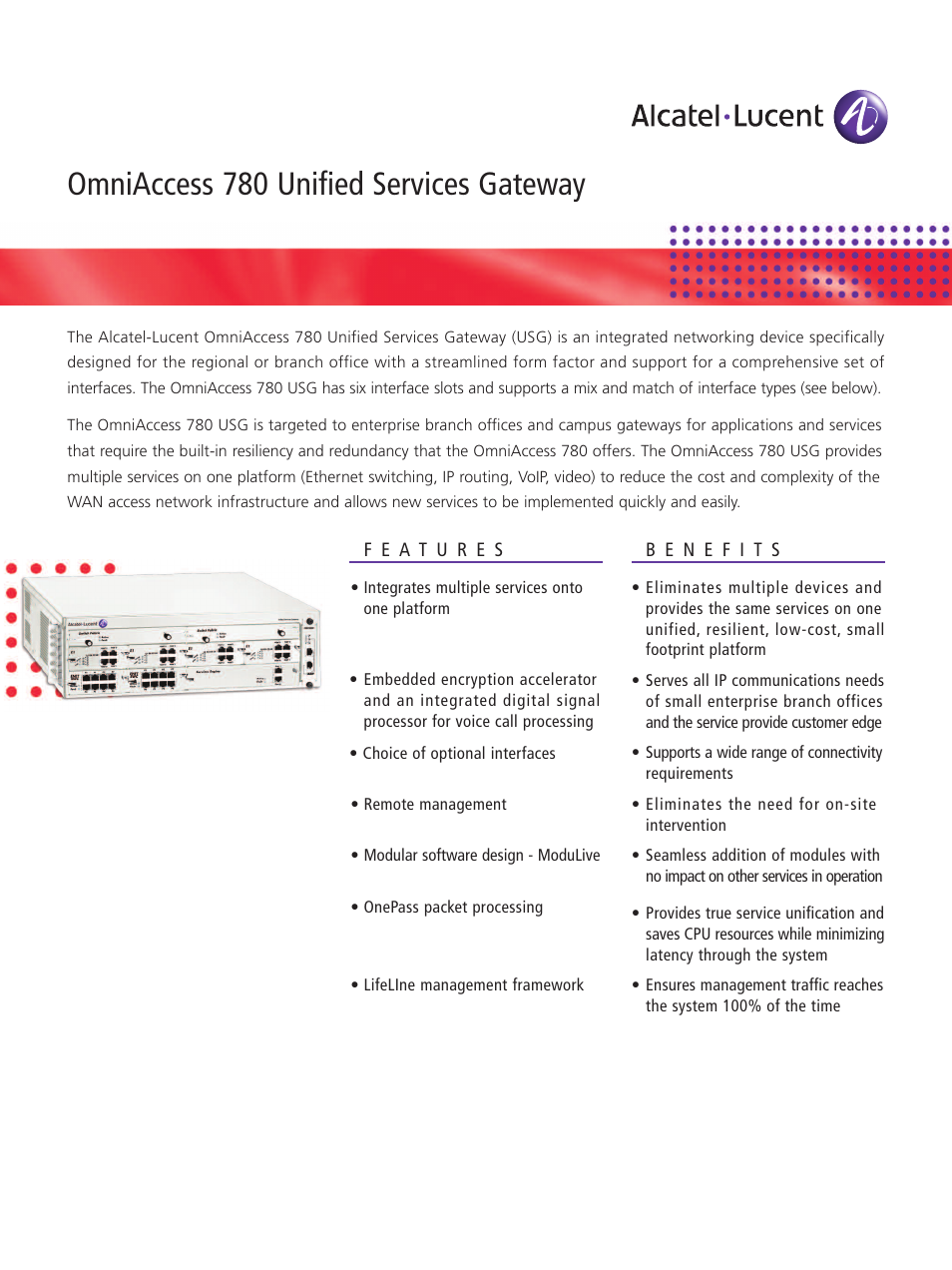 Alcatel-Lucent OmniAccess 780 User Manual | 4 pages