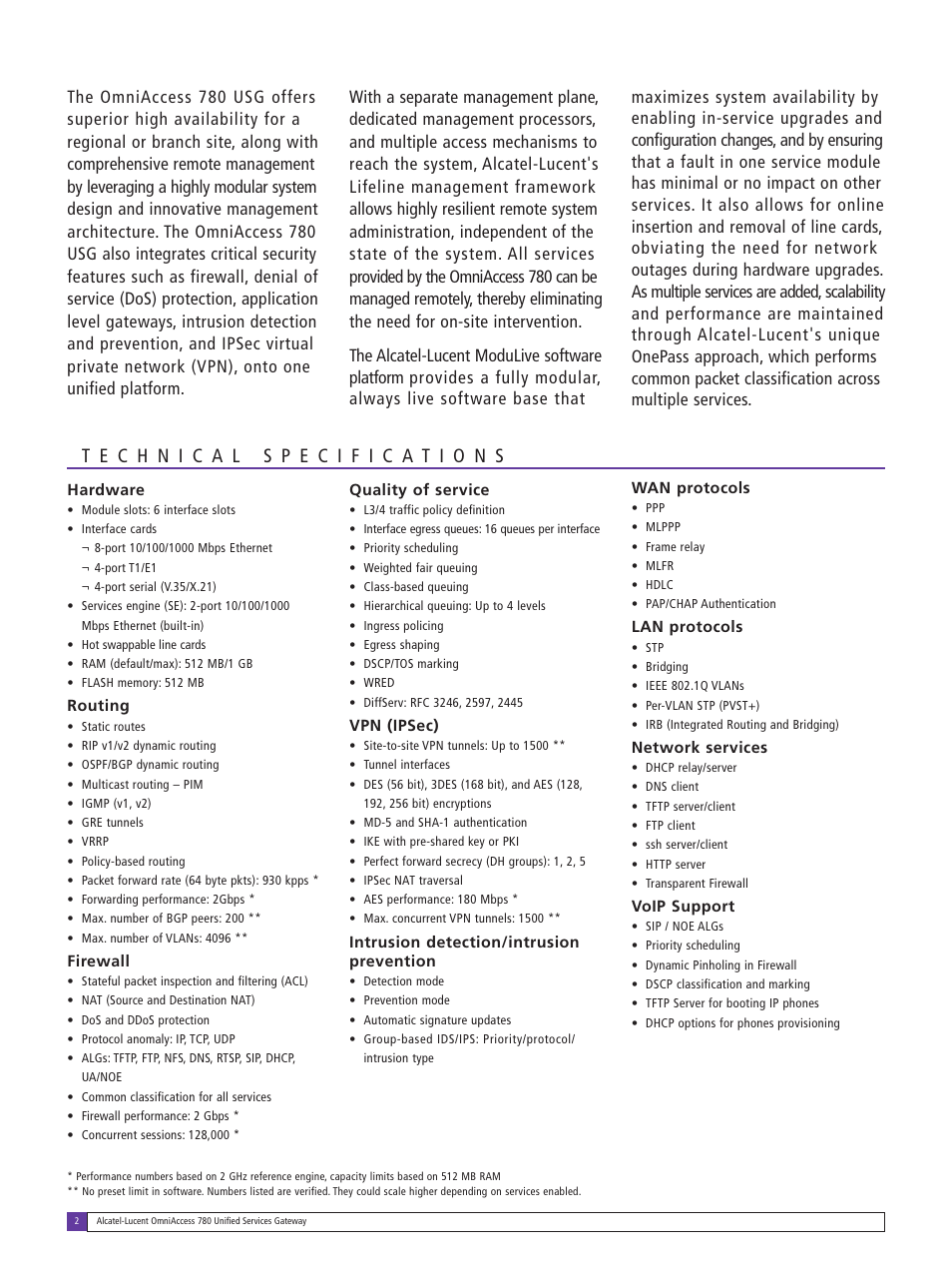 Alcatel-Lucent OmniAccess 780 User Manual | Page 2 / 4