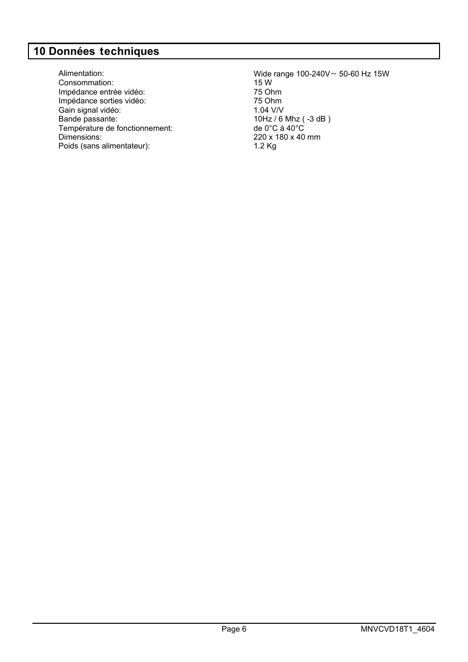 10 données techniques | Videotec VD18T1 User Manual | Page 26 / 36