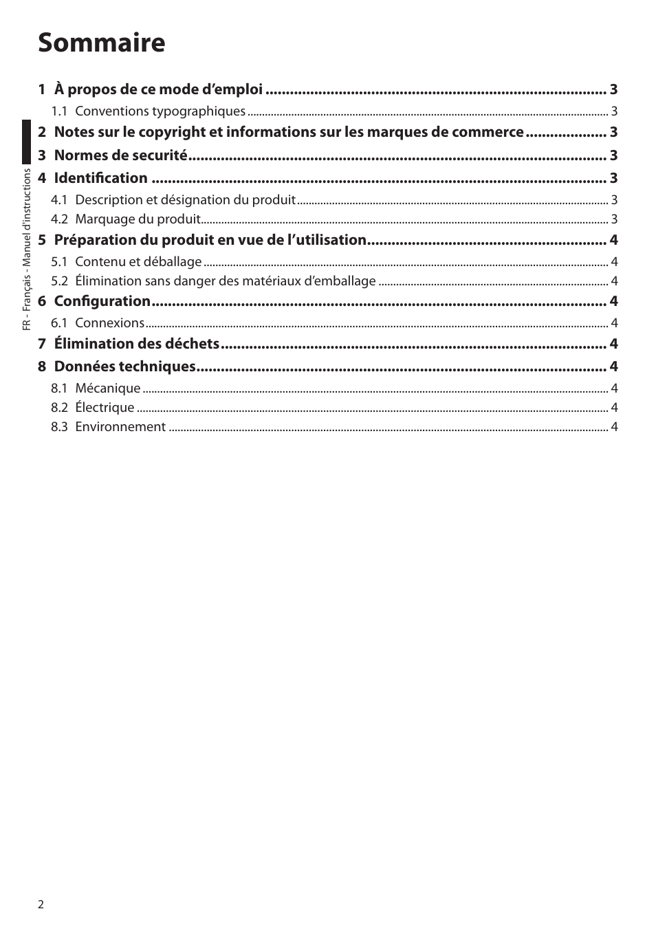 Sommaire | Videotec TWRC1 User Manual | Page 12 / 20