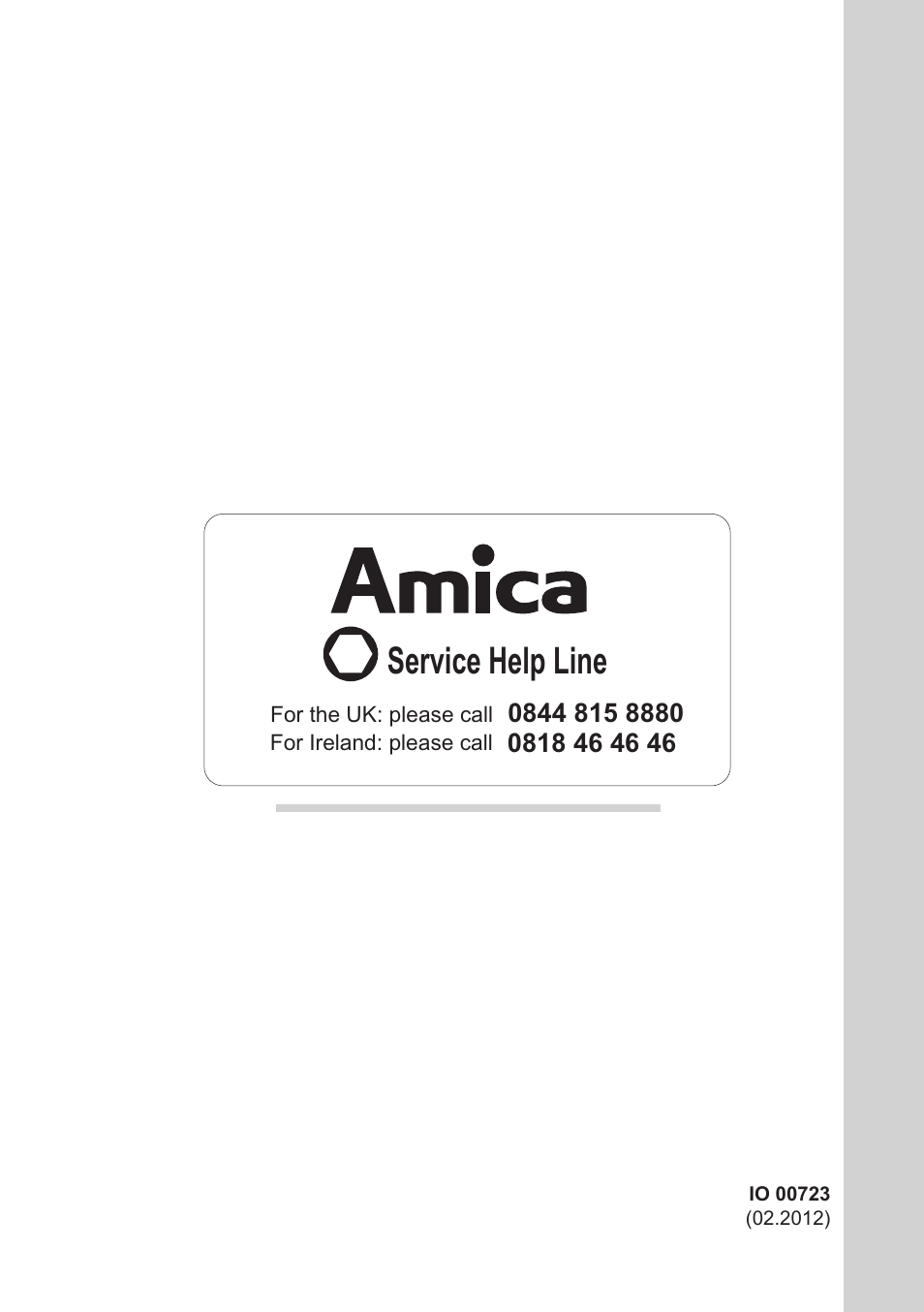 Service help line | AMICA Built-in refrigerators BK309.3FA EN User Manual | Page 20 / 20