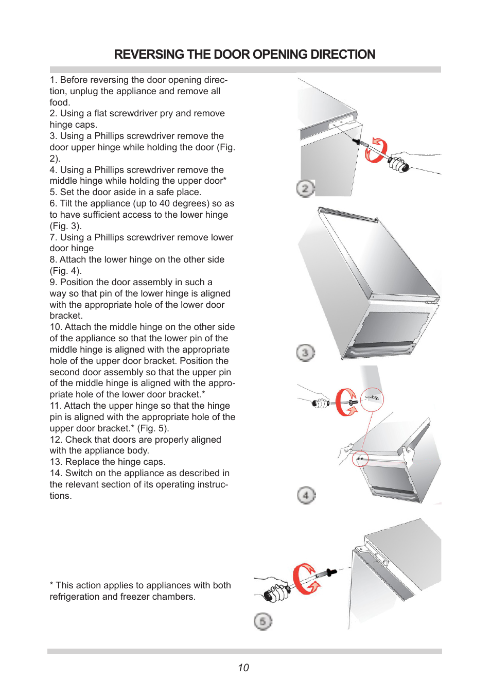Reversing the door opening direction | AMICA Built-in refrigerators BK309.3 EN User Manual | Page 10 / 24