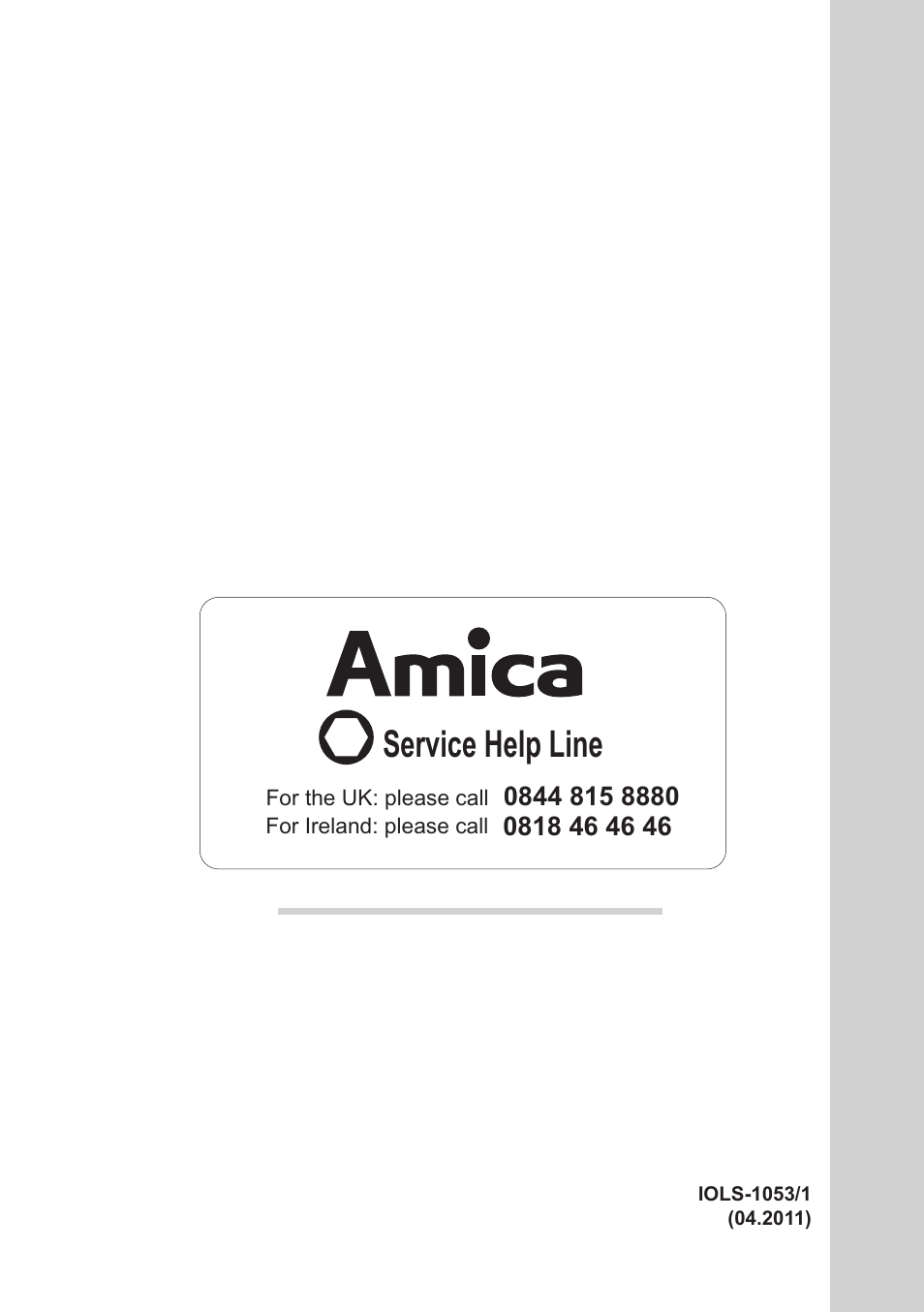 Service help line | AMICA Built-in refrigerators BK309.3 EN User Manual | Page 24 / 24