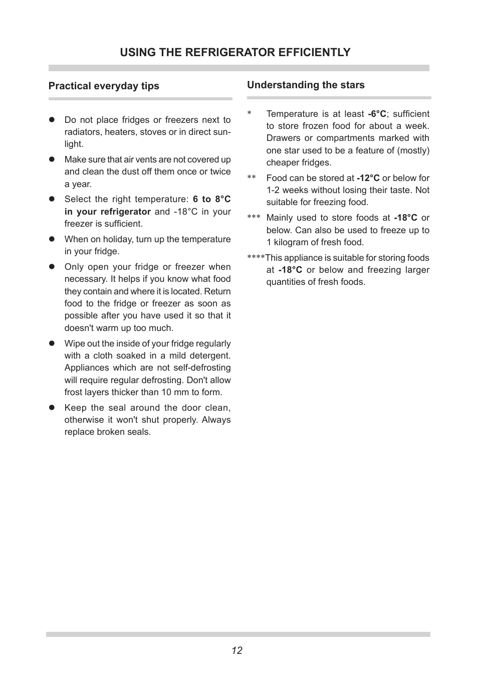 Using the refrigerator efficiently | AMICA Built-in refrigerators BC271.3 EN User Manual | Page 12 / 20