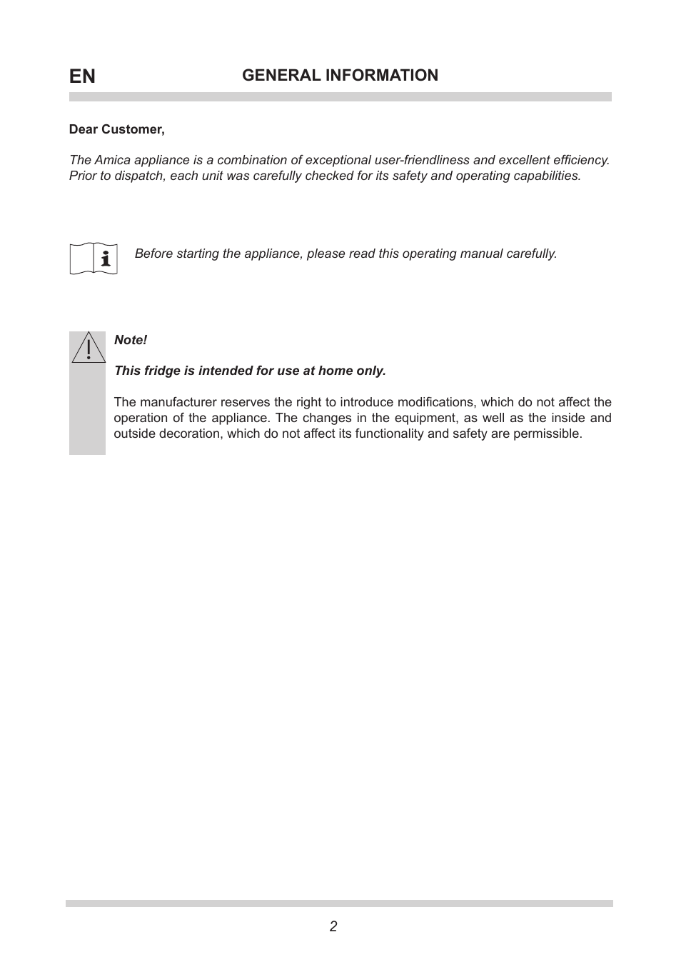 AMICA Built-in refrigerators BC271.3 EN User Manual | Page 2 / 20