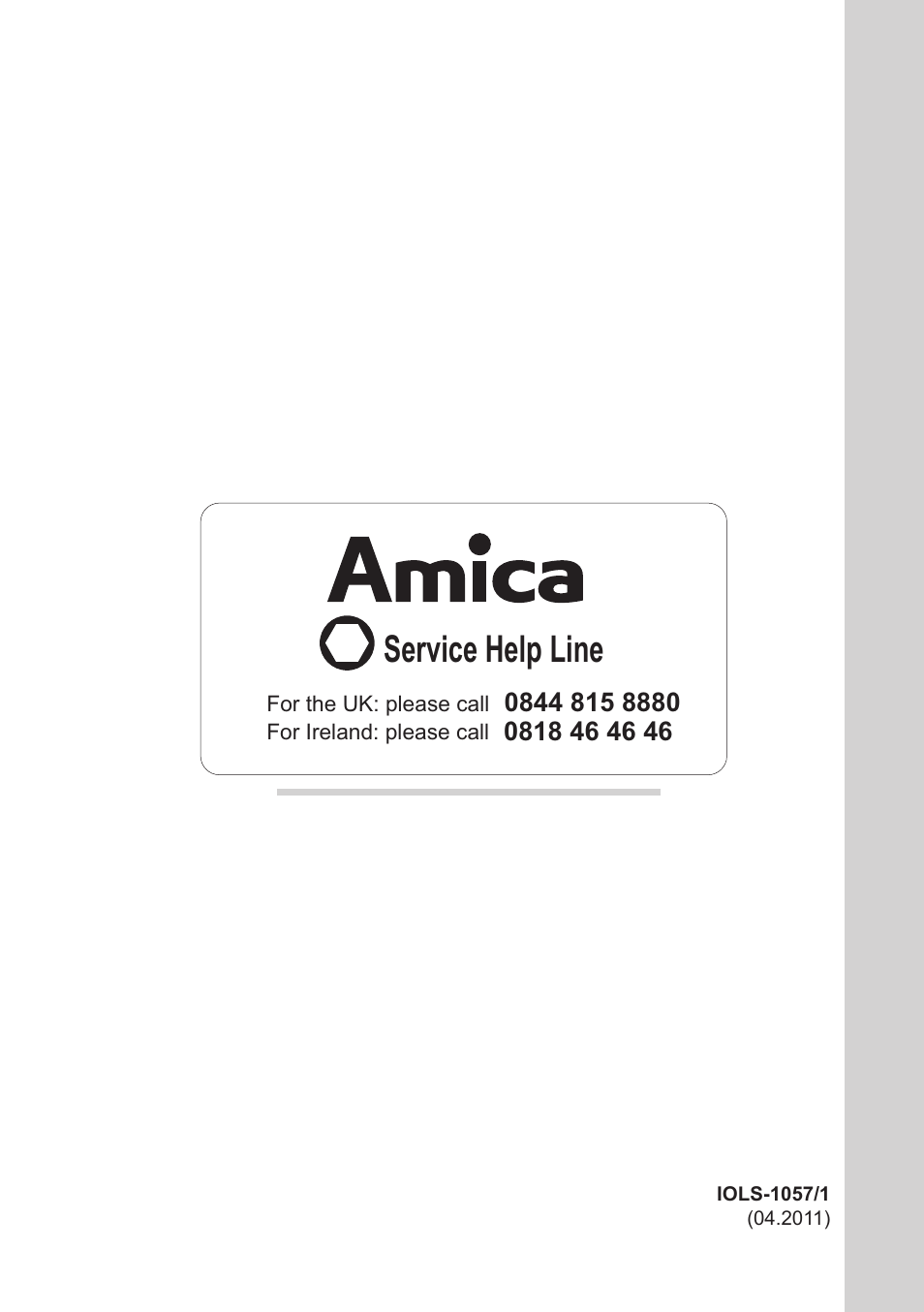 Service help line | AMICA Built-in refrigerators UZ130.3 EN User Manual | Page 20 / 20