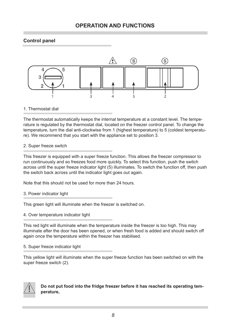 Operation and functions | AMICA Built-in refrigerators UZ130.3 EN User Manual | Page 8 / 20