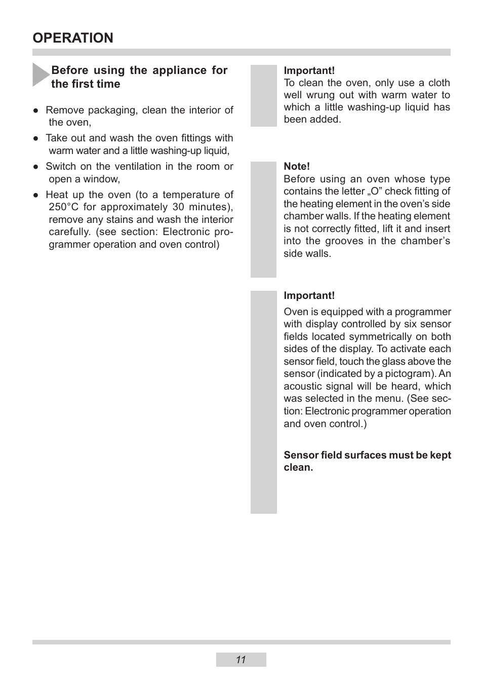 Operation | AMICA 1143.4TfYDX EN User Manual | Page 11 / 40