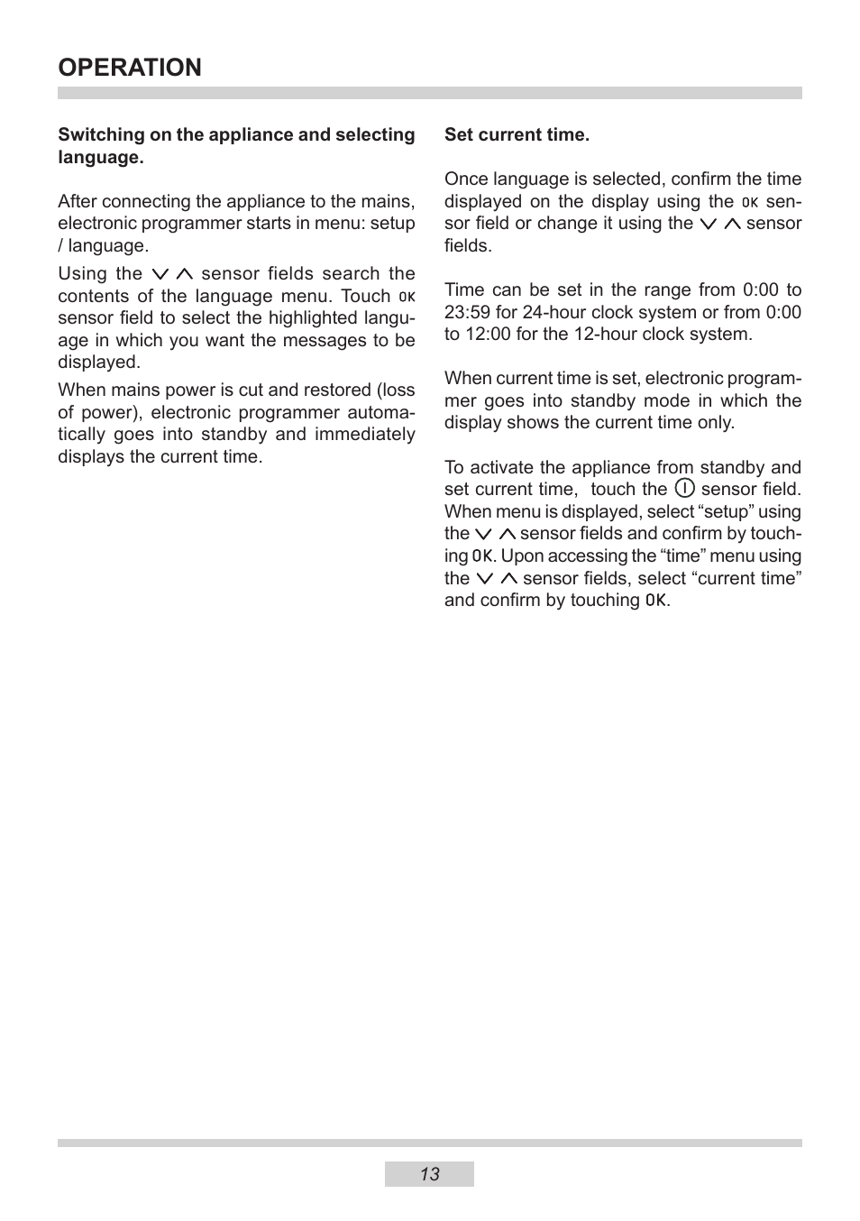 Operation | AMICA 1143.4TfYDX EN User Manual | Page 13 / 40