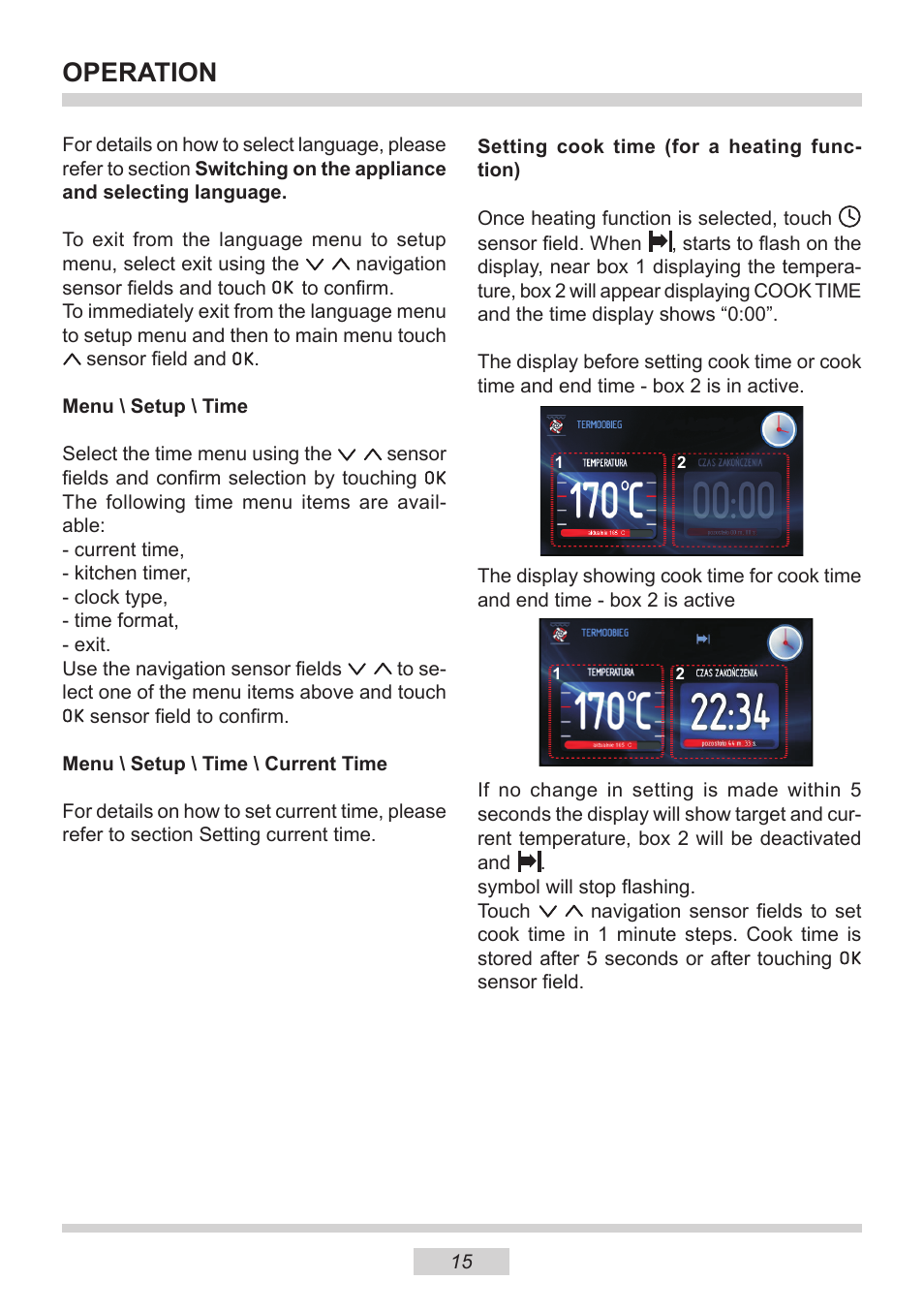 Operation | AMICA 1143.4TfYDX EN User Manual | Page 15 / 40