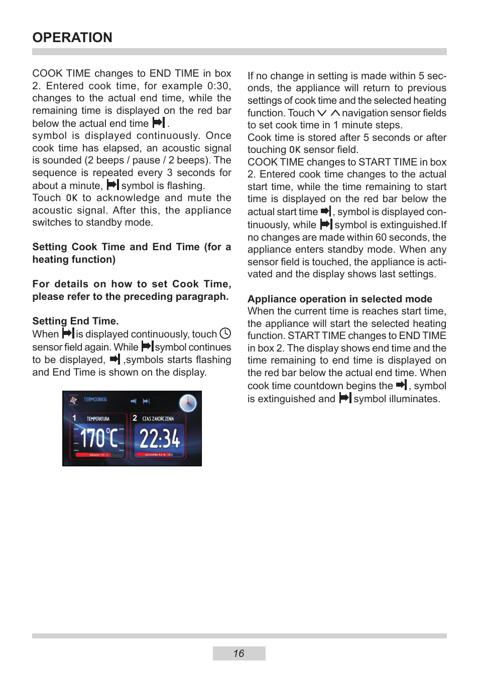 Operation | AMICA 1143.4TfYDX EN User Manual | Page 16 / 40