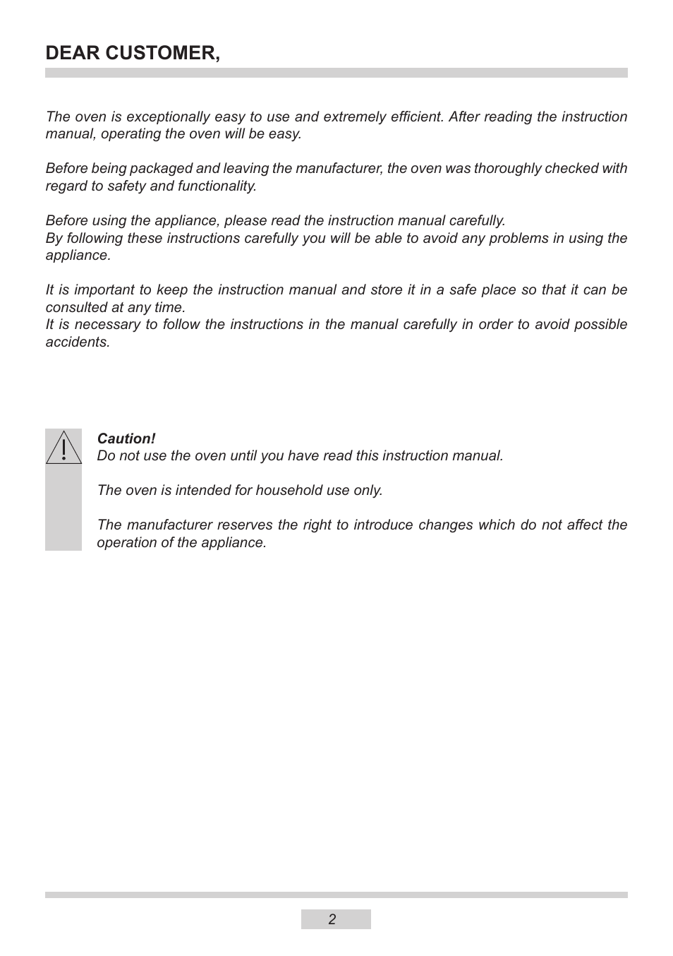 Dear customer | AMICA 1143.4TfYDX EN User Manual | Page 2 / 40