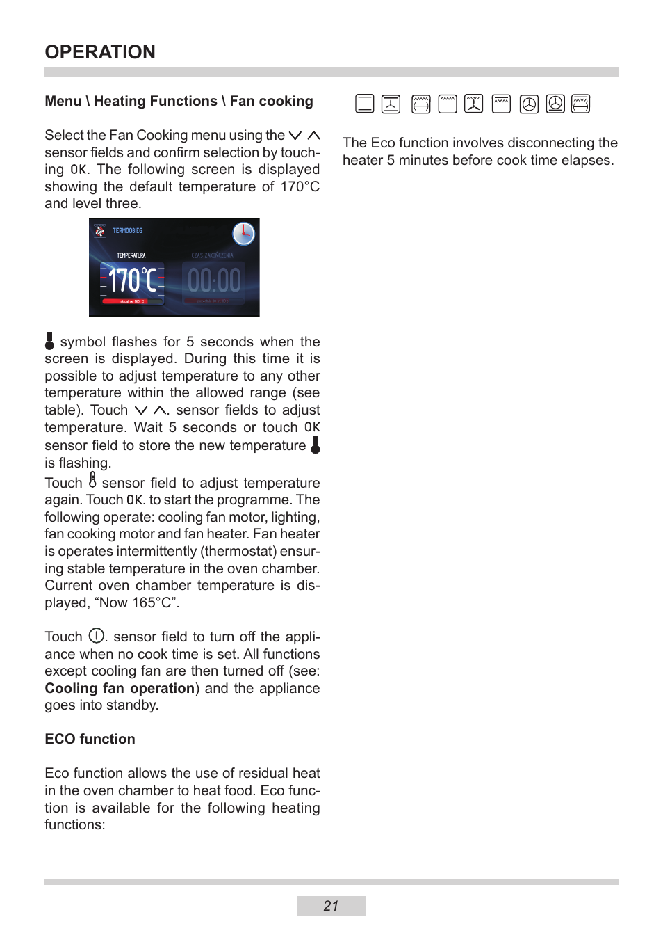 Operation | AMICA 1143.4TfYDX EN User Manual | Page 21 / 40