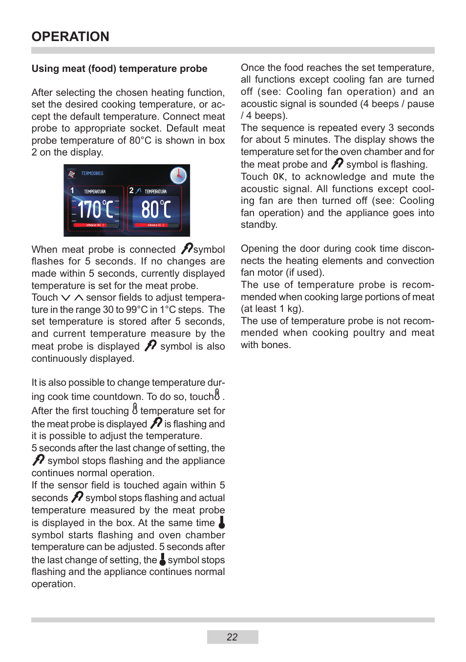Operation | AMICA 1143.4TfYDX EN User Manual | Page 22 / 40